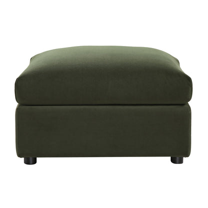 Byron Moss Green Velvet Fabric Pouffe