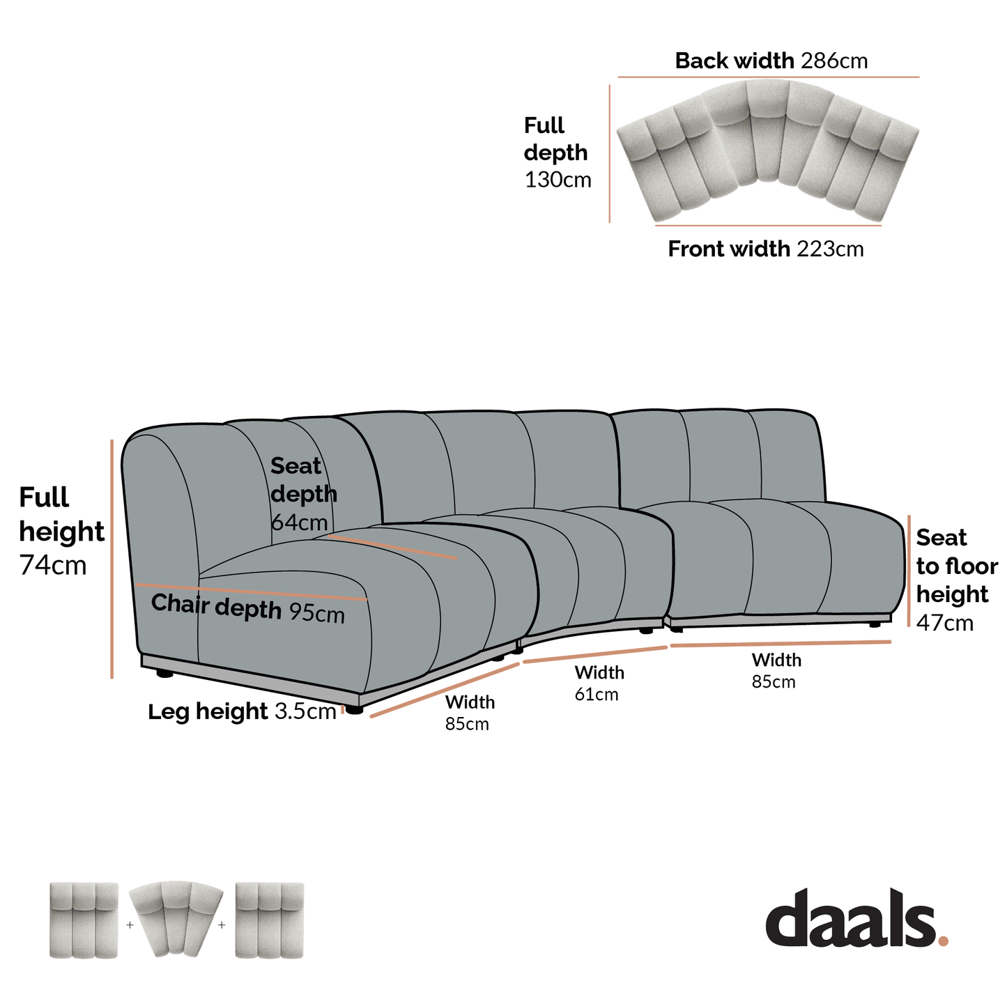 Granvia Moss Green Velvet Modular Sofa, 3-Seater Corner Sofa