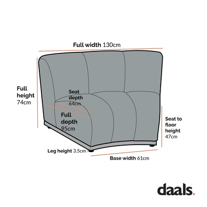 Granvia Moss Green Velvet Modular Sofa, 1-Seater Curved Sofa