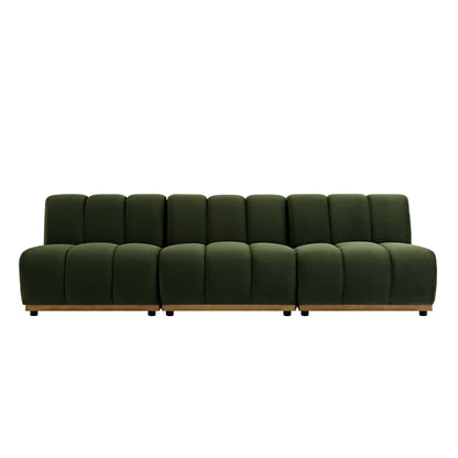 Granvia Moss Green Velvet Modular Sofa, 3-Seater Sofa