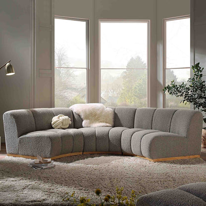Granvia Taupe Boucle Modular Sofa, 3-Seater Curved Sofa
