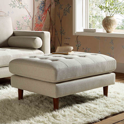 Henrietta Ottoman, Beige Woven Fabric