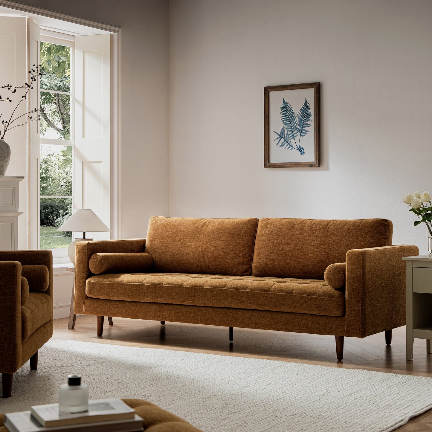 Henrietta Large 3-Seater Sofa, Spiced Honey Chenille
