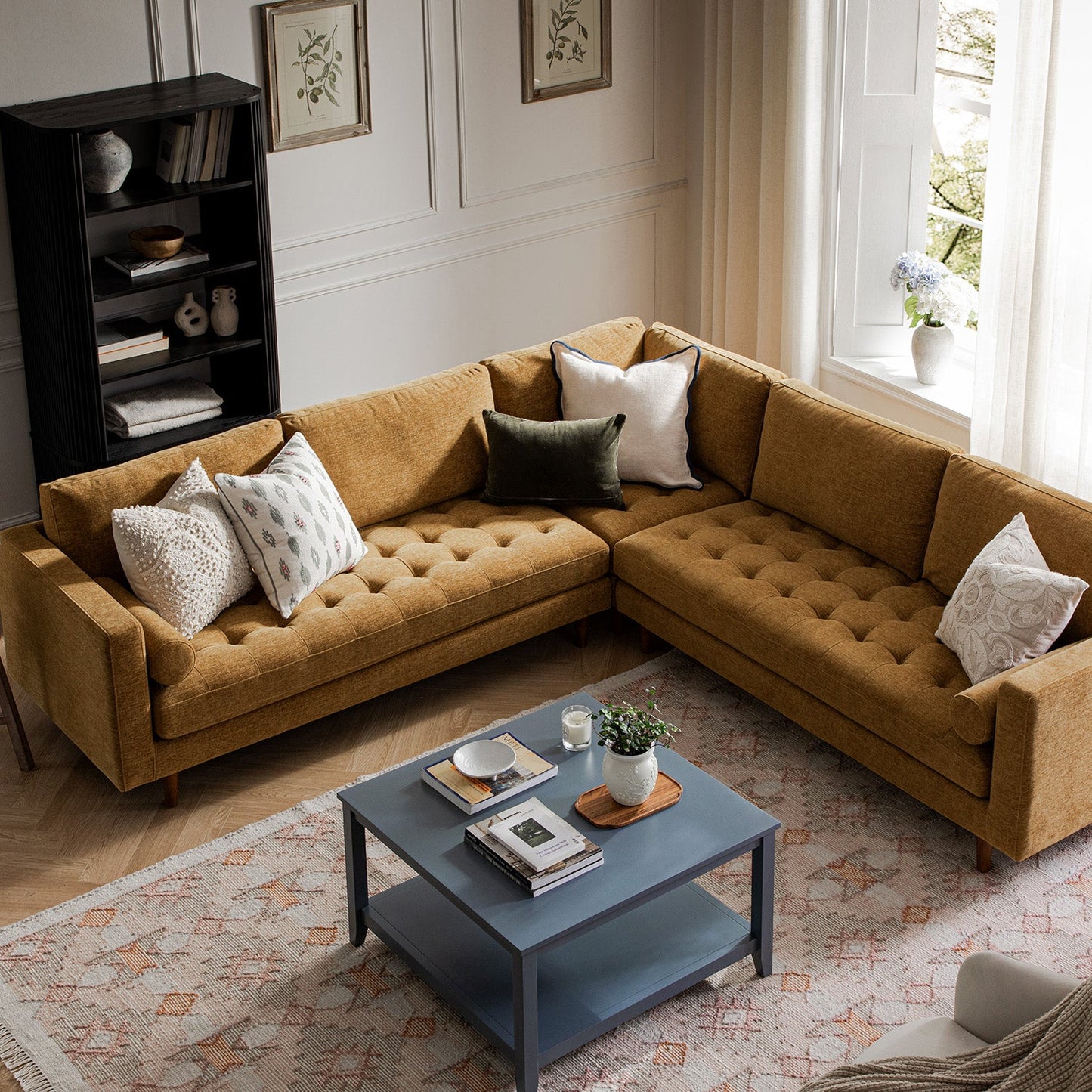 Henrietta 5+Seater Corner Sofa, Spiced Honey Chenille