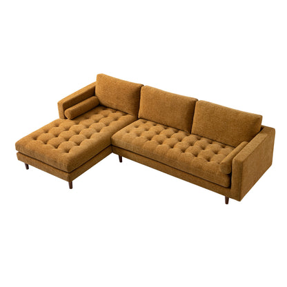 Henrietta Spiced Honey Chenille Grand 4-Seater Chaise End Sofa, Left Hand Facing