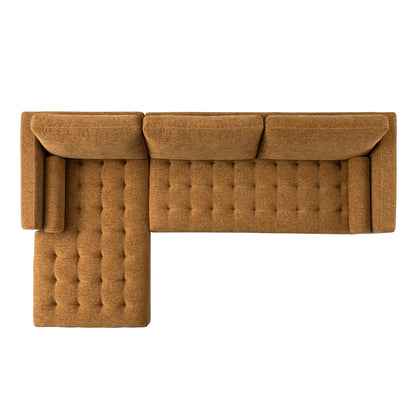 Henrietta Spiced Honey Chenille Grand 4-Seater Chaise End Sofa, Left Hand Facing