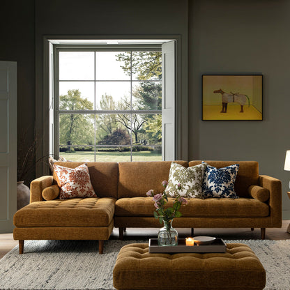 Henrietta Spiced Honey Chenille Grand 4-Seater Chaise End Sofa, Left Hand Facing