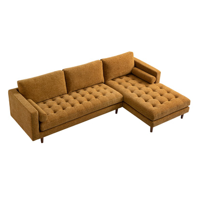 Henrietta Spiced Honey Chenille Grand 4-Seater Chaise End Sofa, Right Hand Facing