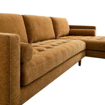 Henrietta Spiced Honey Chenille Grand 4-Seater Chaise End Sofa, Right Hand Facing