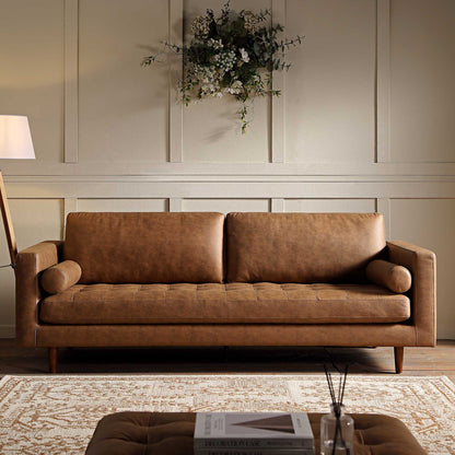 Henrietta Large 3-Seater Sofa, Tan Faux Suede