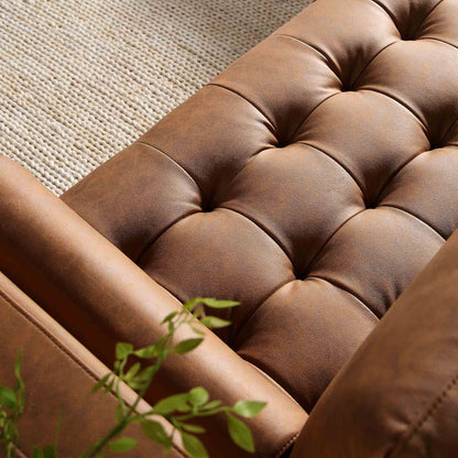 Henrietta Tan Faux Suede Grand 4-Seater Chaise End Sofa, Left Hand Facing