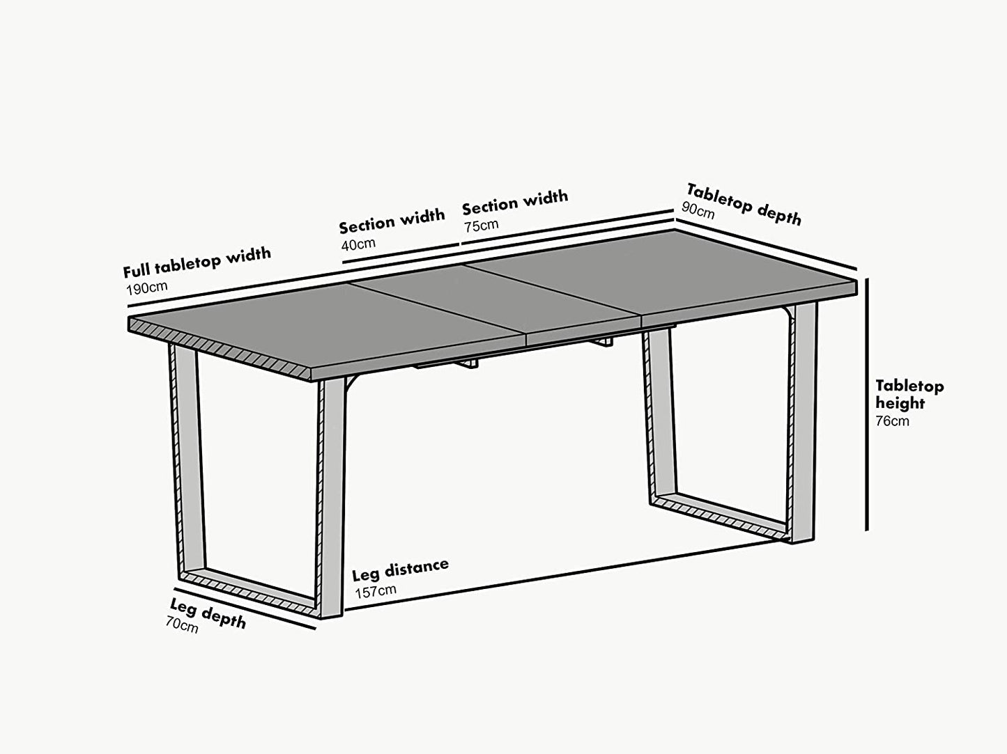 BERN 6-8 Seater Oak Extending Dining Table with Metal Legs