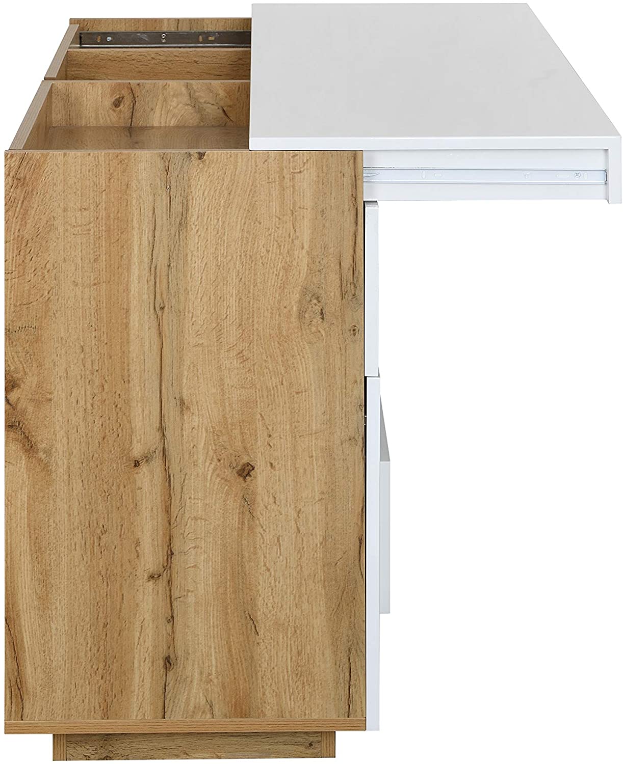 Yukon High Gloss White 2 in 1 Desk or Sideboard with Extendable Top