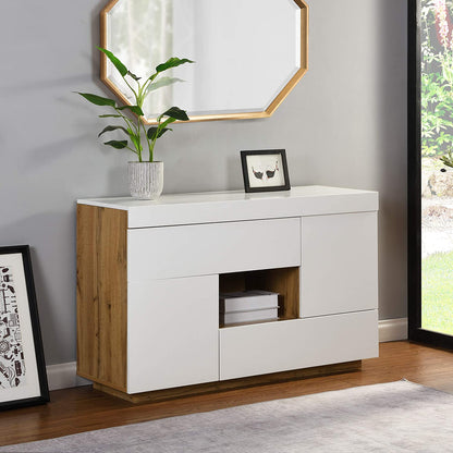 Yukon High Gloss White 2 in 1 Desk or Sideboard with Extendable Top
