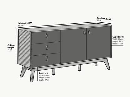 Tallis Two Tone Sideboard with 2 doors and 3 drawers