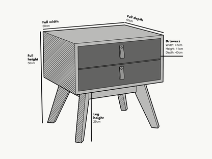 Tallis Two Tone Bedside Table with 2 drawers