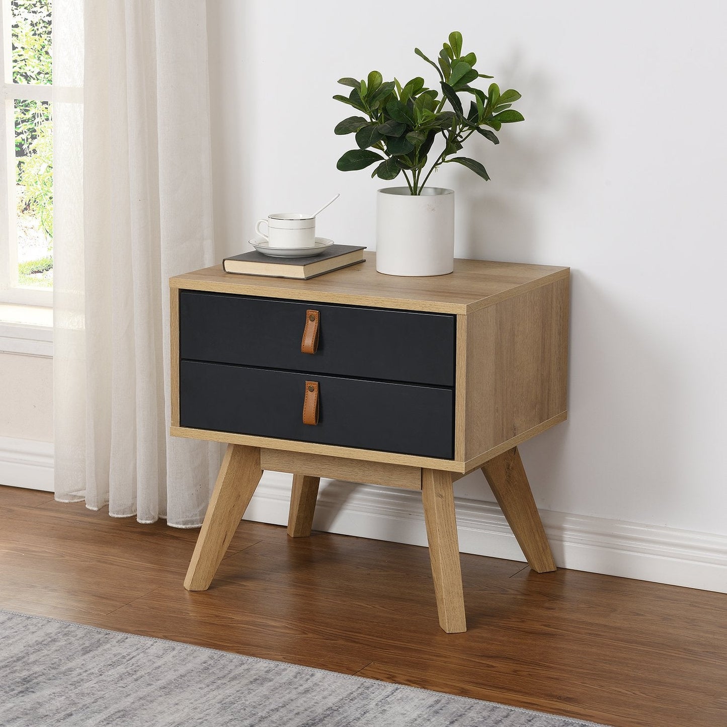 Tallis Two Tone Bedside Table with 2 drawers