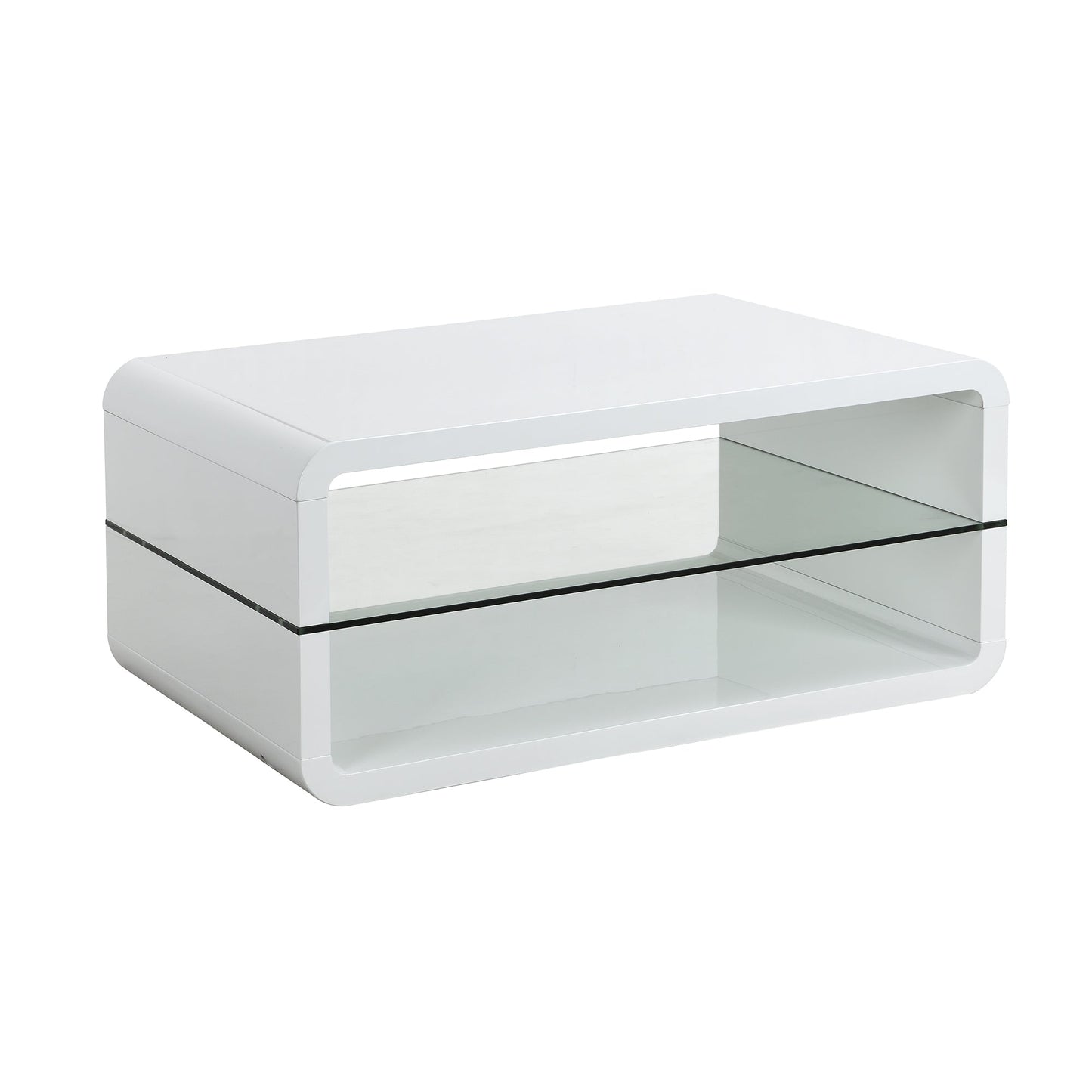 Lucent White High Gloss and Glass Shelf Coffee Table
