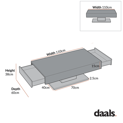 Goswell Concrete Effect Coffee Table with Double Drawers