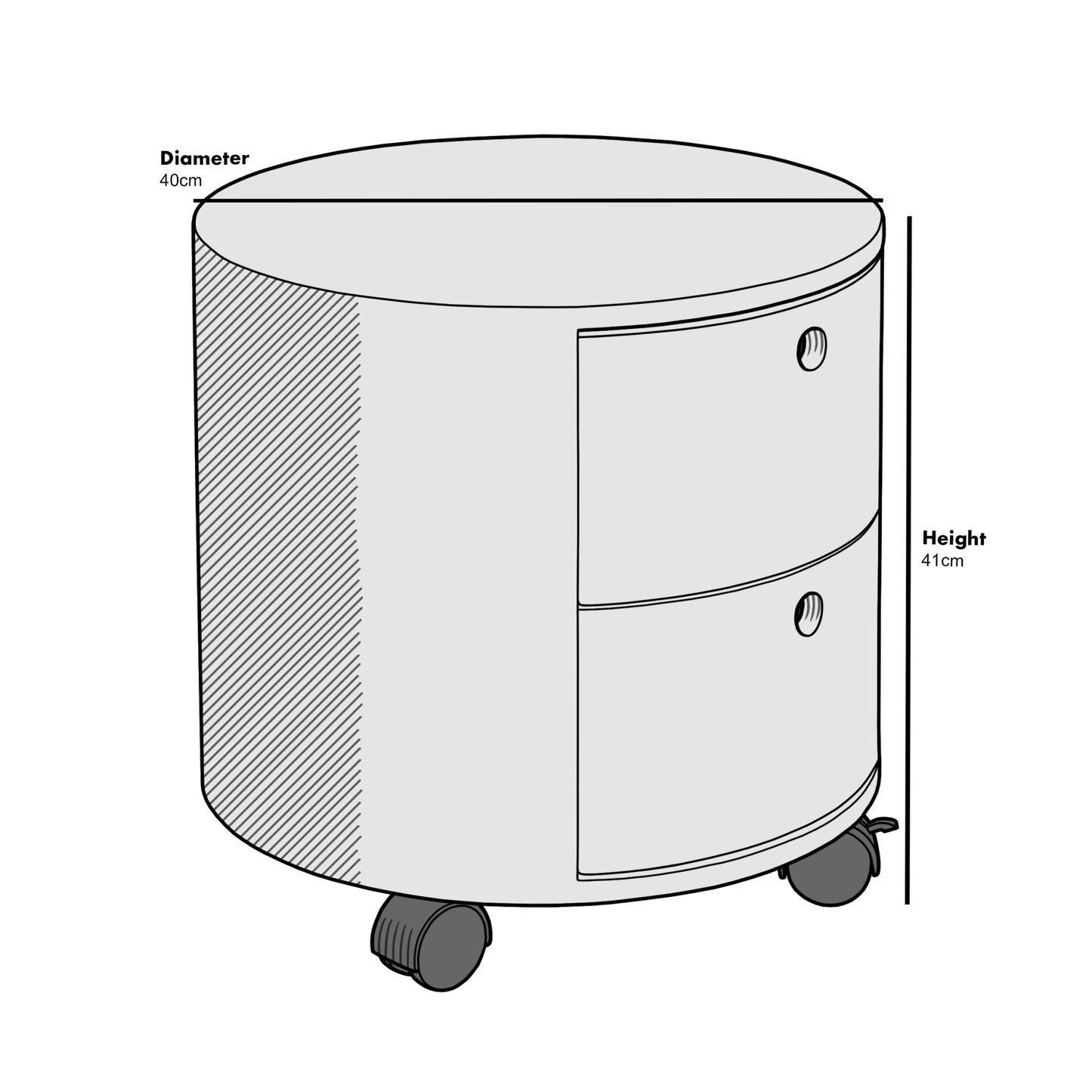 DOLIO Drum Chest Bedside Table, Barrel Side Table with Drawers Oak 2 Drawer