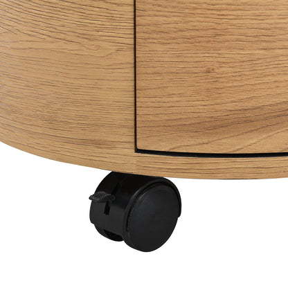 DOLIO Drum Chest Bedside Table, Barrel Side Table with Drawers Oak 2 Drawer