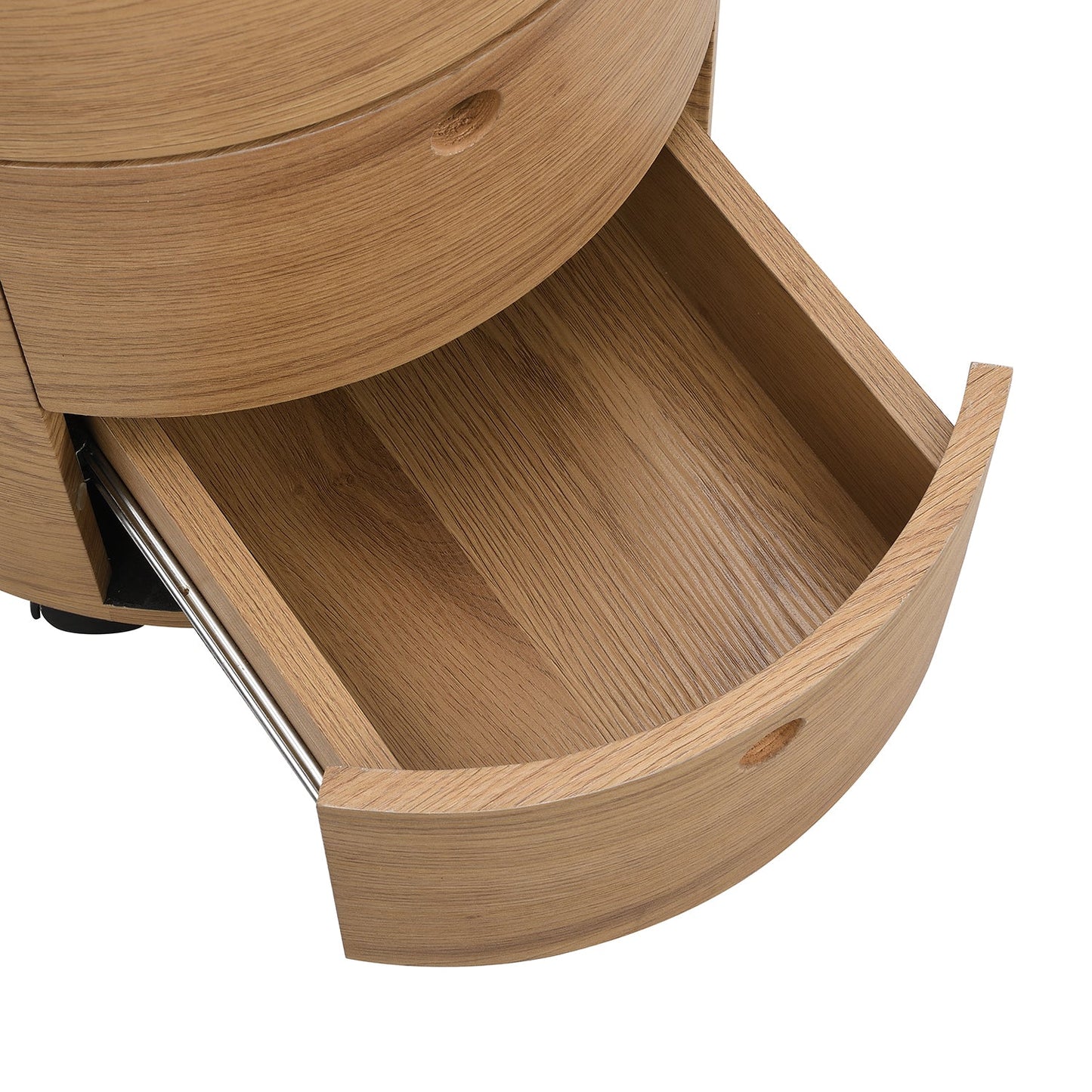 DOLIO Drum Chest Bedside Table, Barrel Side Table with Drawers Oak 3 Drawer