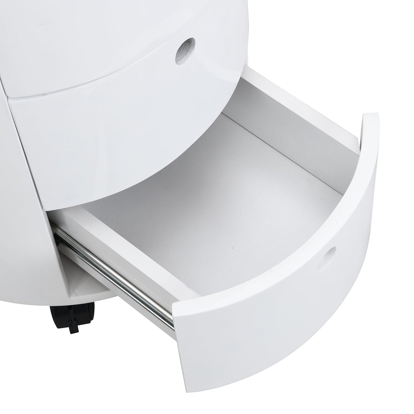 DOLIO Drum Chest Bedside Table, Barrel Side Table with Drawers High Gloss White 3 Drawer