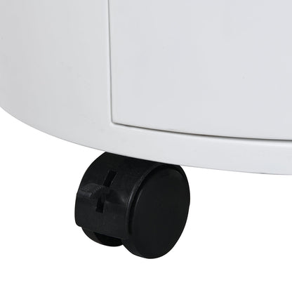 DOLIO Drum Chest Bedside Table, Barrel Side Table with Drawers High Gloss White 3 Drawer