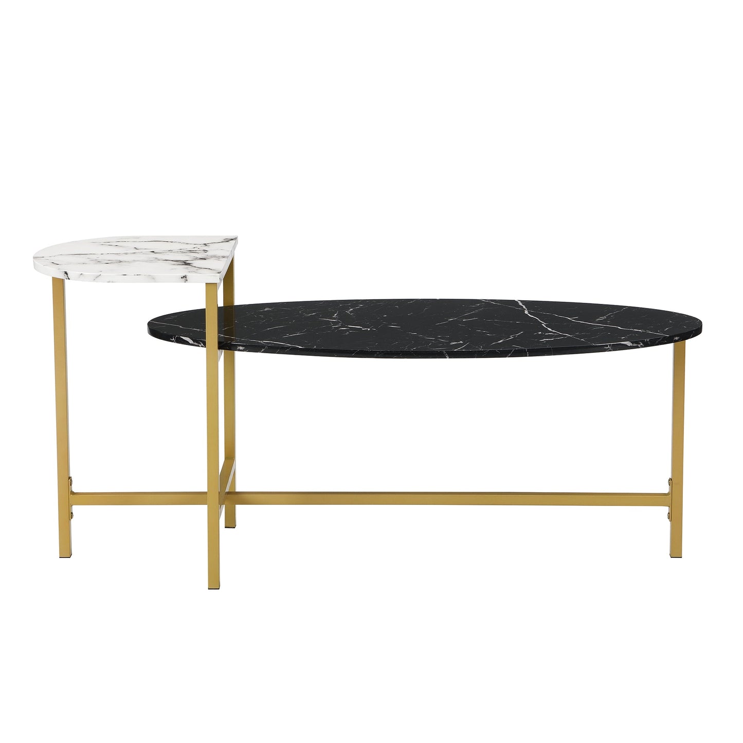 Sarina Black & White Marble Effect Oval Coffee Table