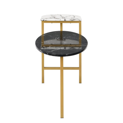 Sarina Black & White Marble Effect Oval Coffee Table