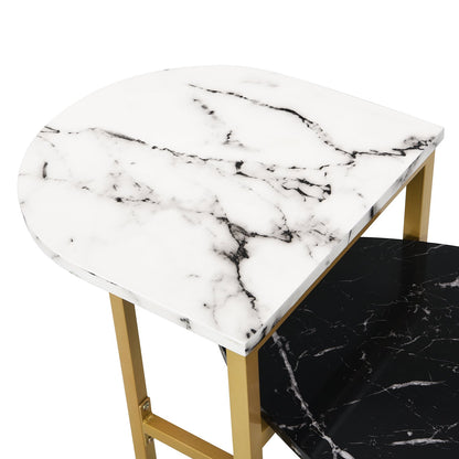 Sarina Black & White Marble Effect Oval Coffee Table
