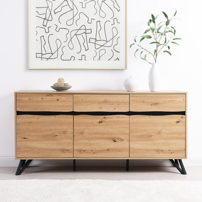Weston Oak Effect 3 Door 3 Drawer Large Sideboard