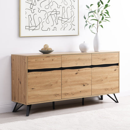 Weston Oak Effect 3 Door 3 Drawer Large Sideboard