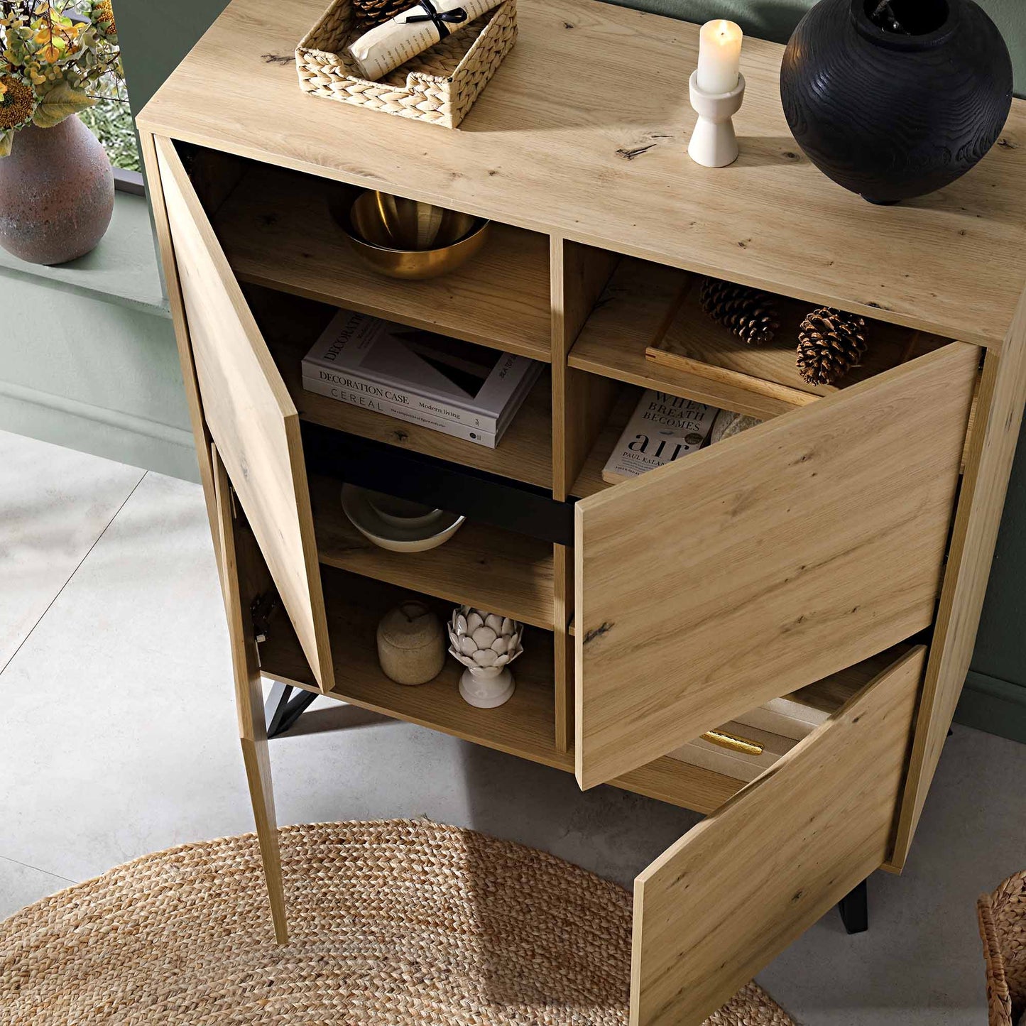 Weston Oak Effect 4 door Cabinet