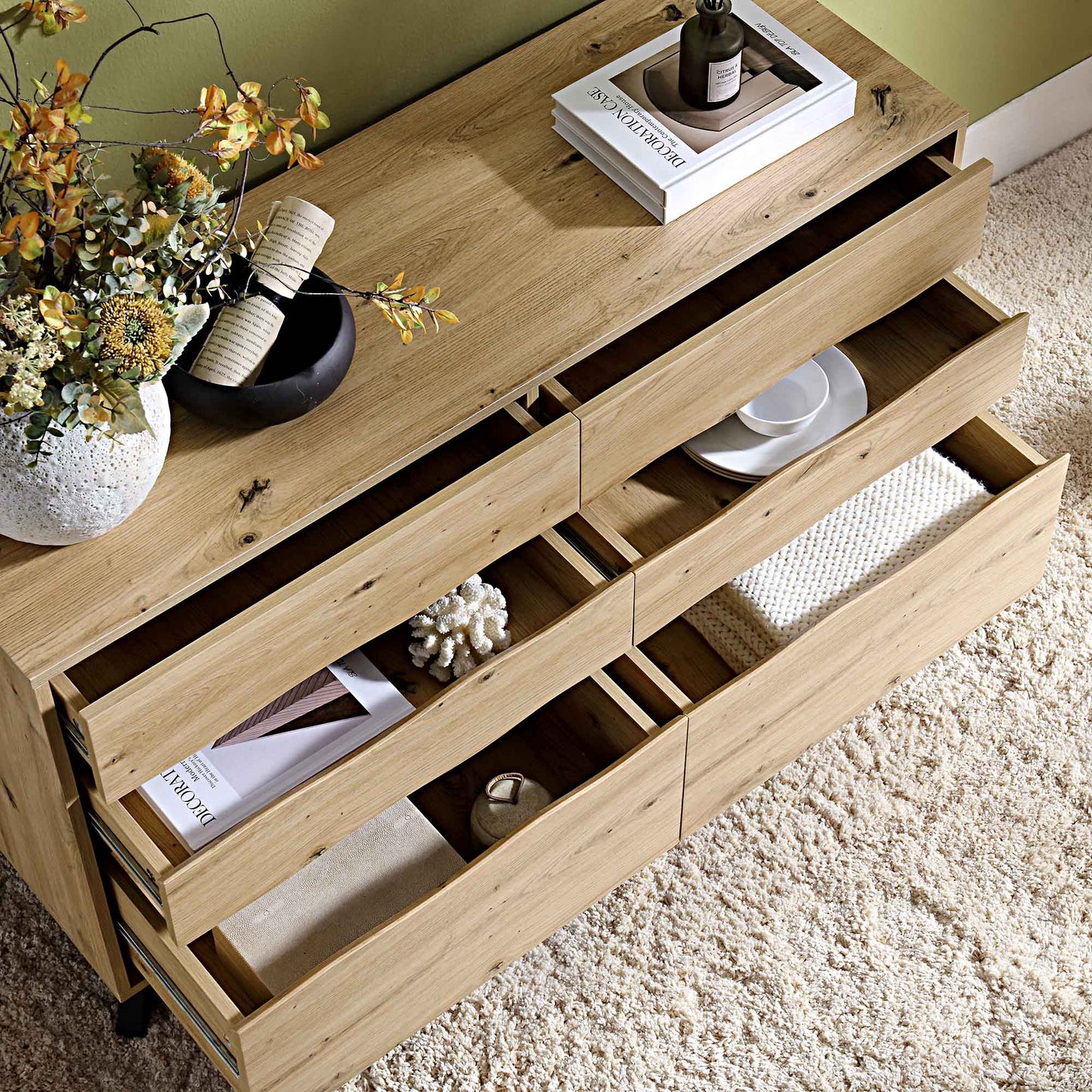 Weston Oak Effect 6 Drawer Chest of Drawers