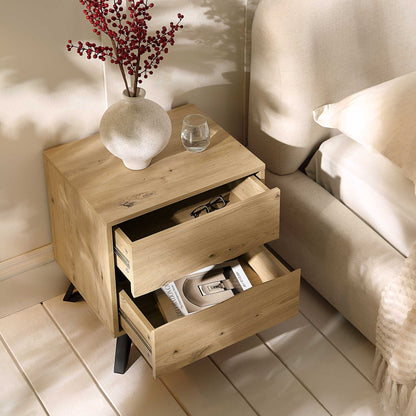 Weston Oak Effect 2 Drawer Bedside Table
