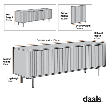 Aspen Oak and Marble Effect 150cm Wide TV Unit