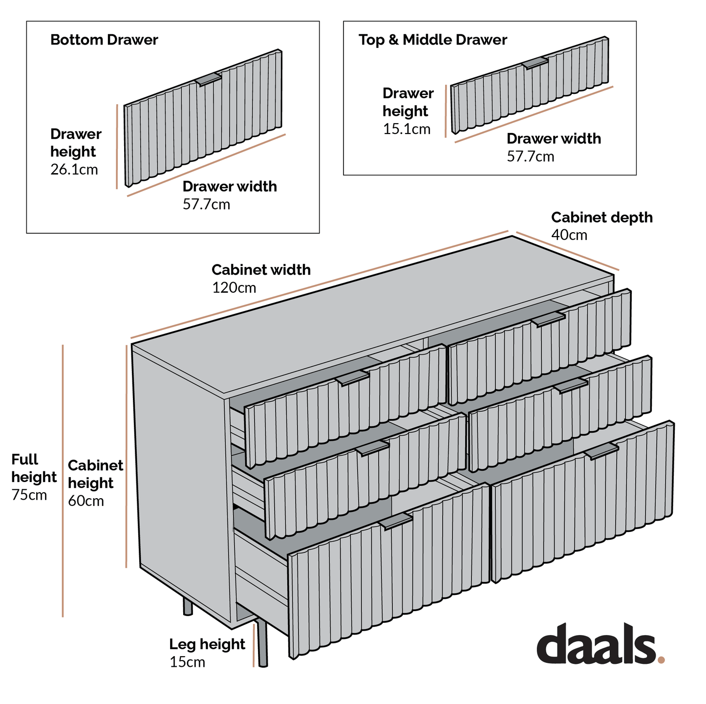 Aspen Oak and Marble Effect 6-Drawer Chest of Drawers