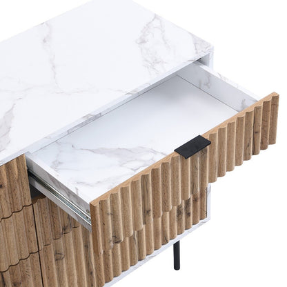 Aspen Oak and Marble Effect 6-Drawer Chest of Drawers