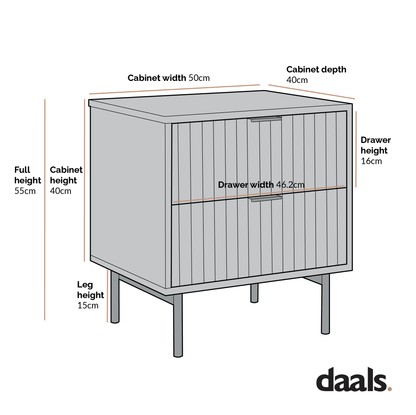 Aspen Oak and Marble Effect 2-Drawer Bedside Table