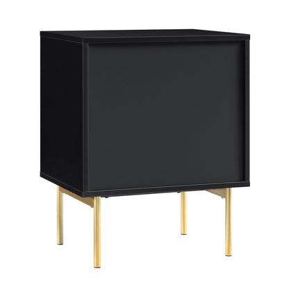 Richmond Ridged 2 Drawer Bedside Table, Matte Black