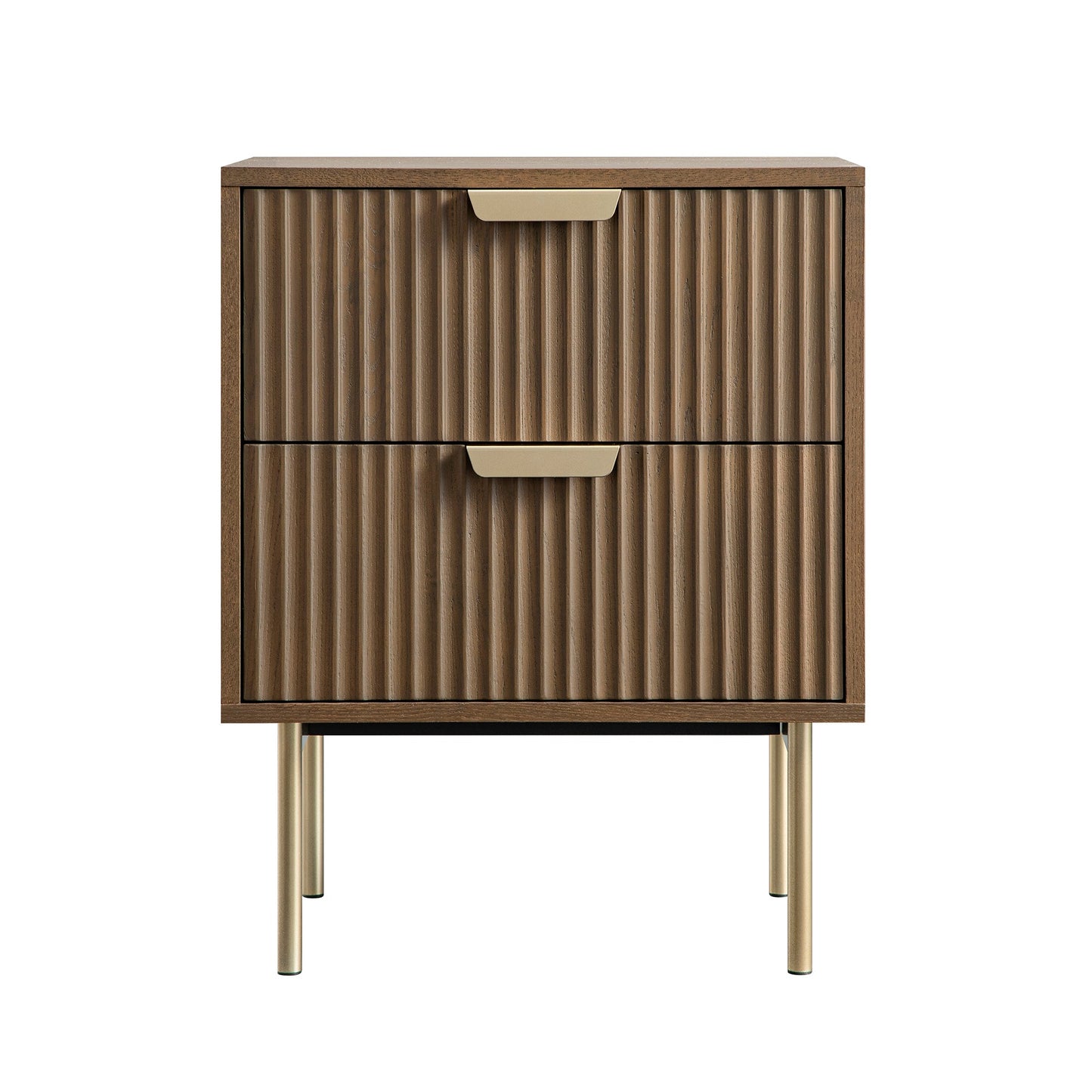 Richmond Ridged 2 Drawer Bedside Table, Dark Ash