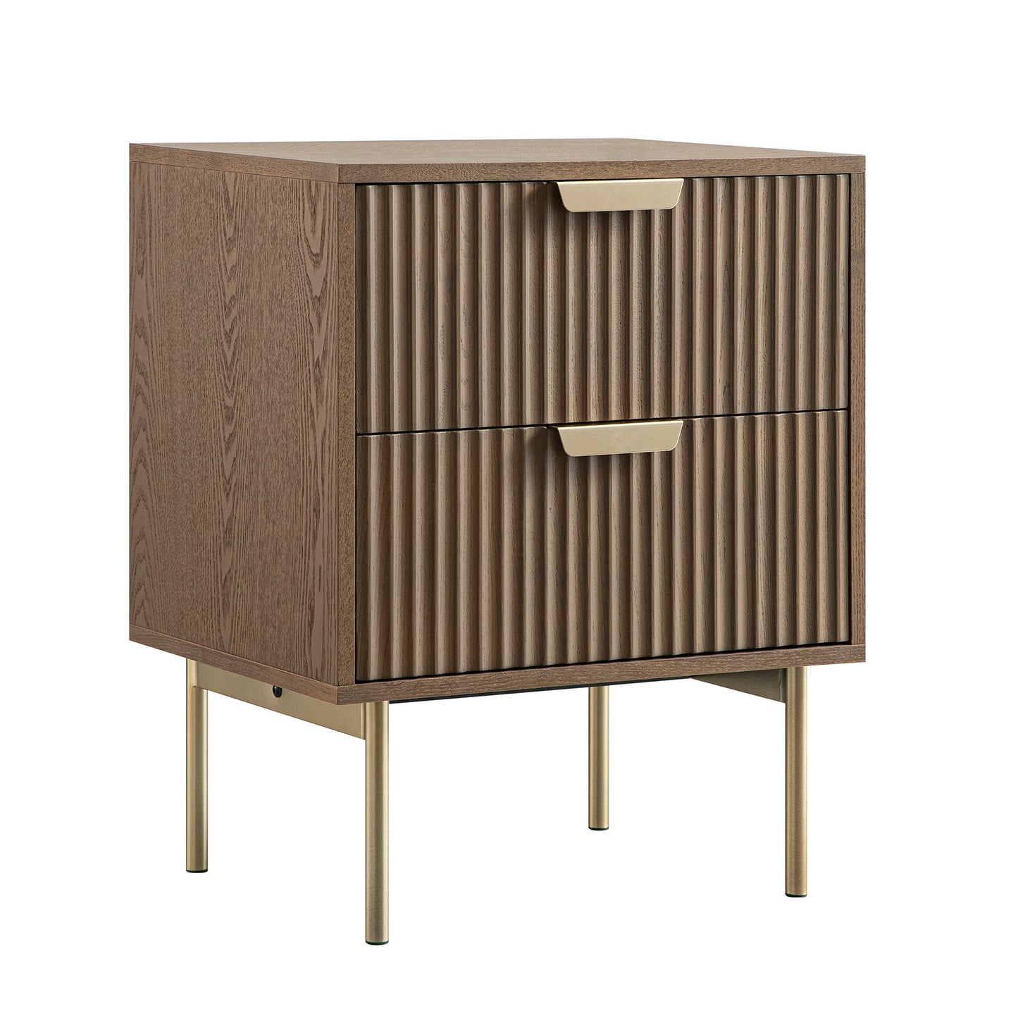 Richmond Ridged 2 Drawer Bedside Table, Dark Ash