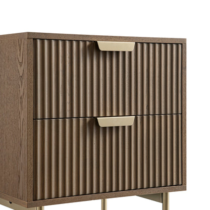 Richmond Ridged 2 Drawer Bedside Table, Dark Ash