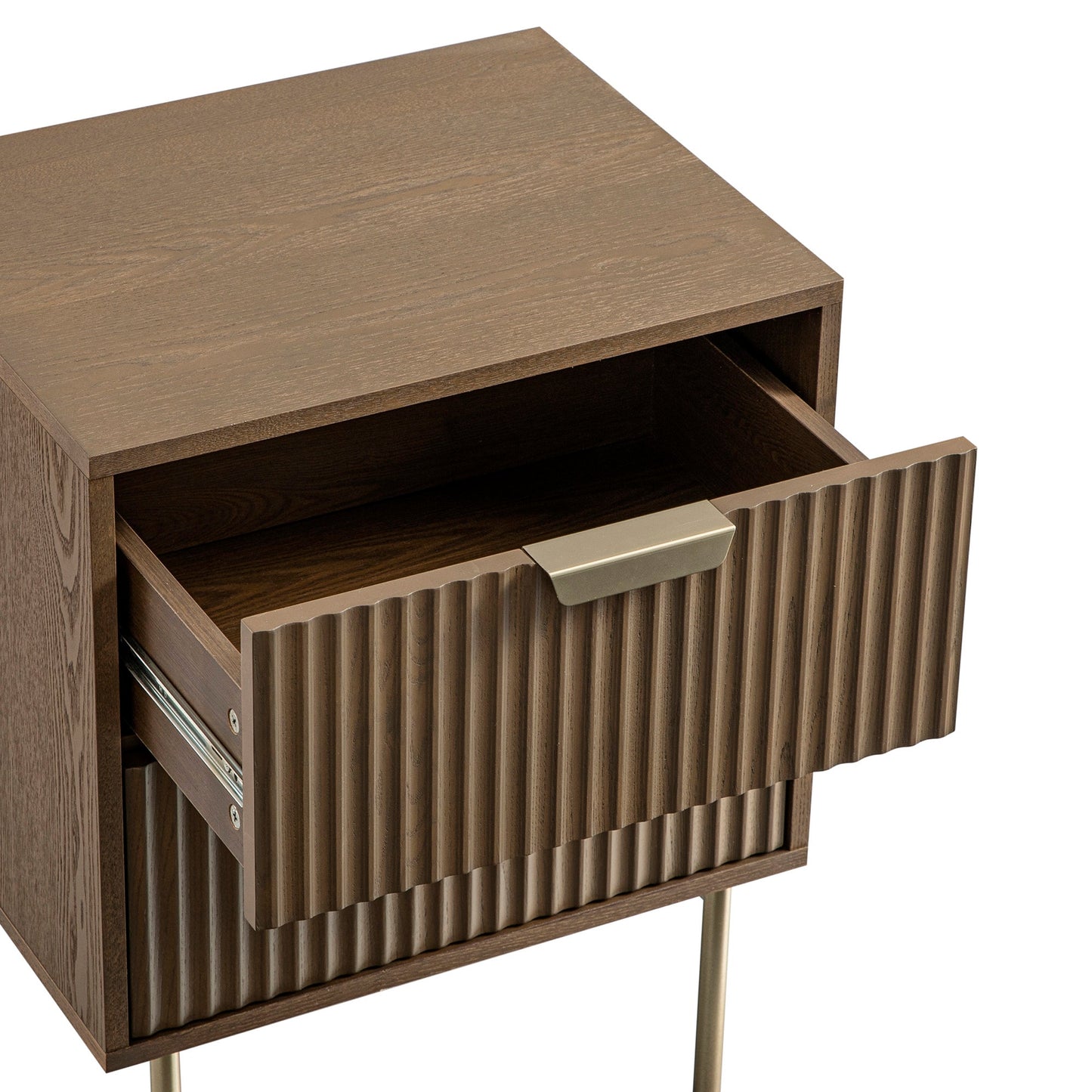 Richmond Ridged 2 Drawer Bedside Table, Dark Ash
