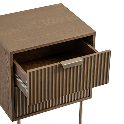 Richmond Ridged 2 Drawer Bedside Table, Dark Ash
