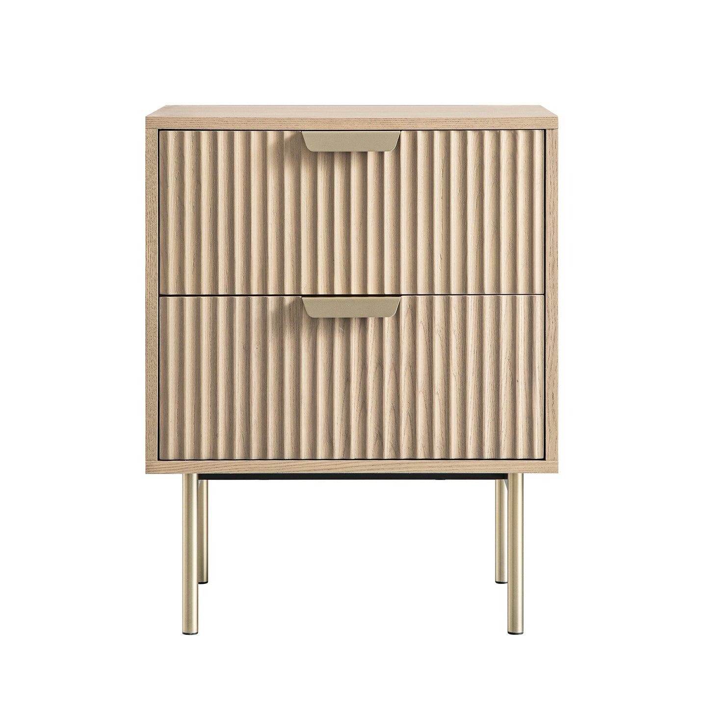 Richmond Ridged 2 Drawer Bedside Table, Light Ash