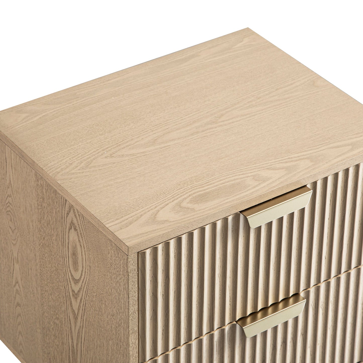 Richmond Ridged 2 Drawer Bedside Table, Light Ash