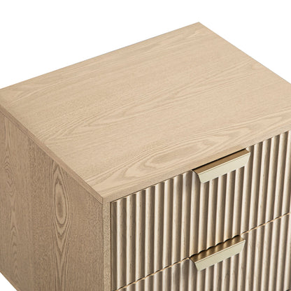 Richmond Ridged 2 Drawer Bedside Table, Light Ash