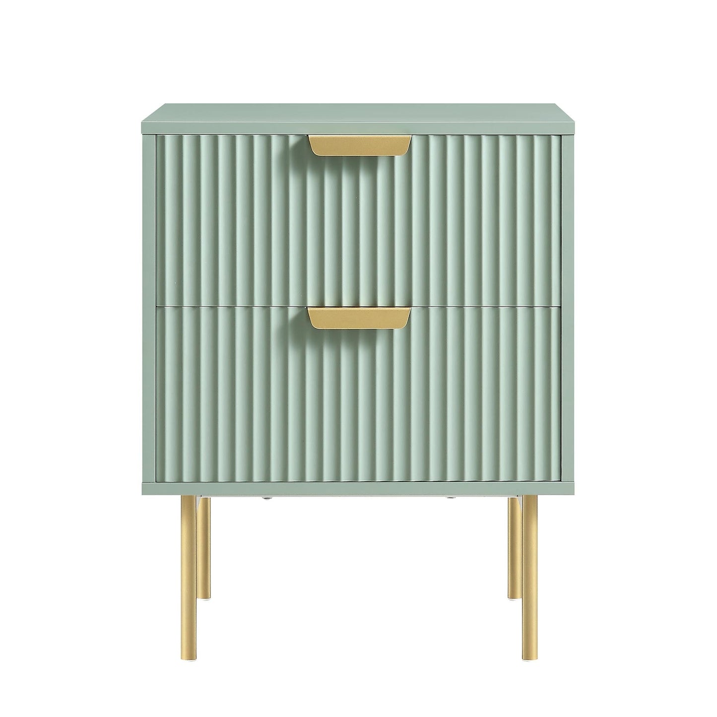 Richmond Ridged 2 Drawer Bedside Table, Matte Sage Green